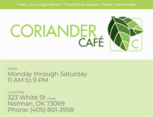 Tablet Screenshot of coriandercafe.com
